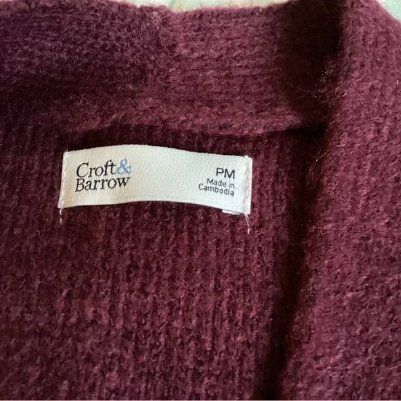 Croft and Barrow Women's Burgundy Cable Knit Cardigan Size PM NWT - Picture 7 of 7